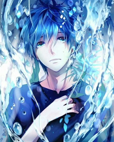 Anime Boy Water Anime Artwork Blue Hair Anime Boy Blue Anime