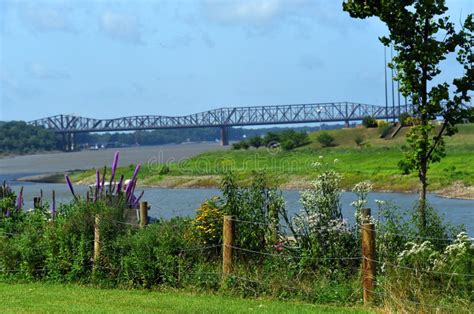 Harahan Bridge Seen From River Park In Memphis Stock Photo Image Of