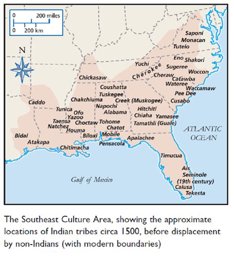 The Southeast Culture Area As Defined By Scholars Is Bordered On The