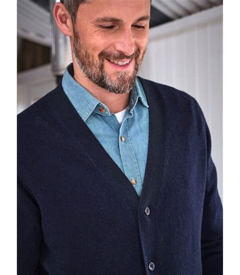 Navy Cashmere Merino V Neck Cardigan WoolOvers US