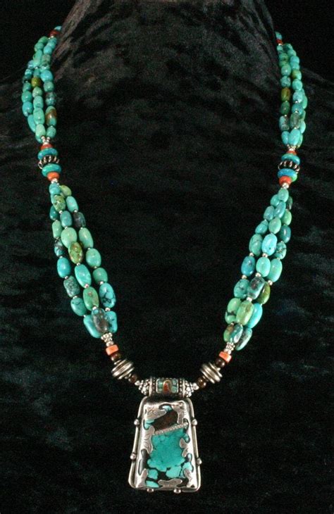 Turquoise Statement Necklace Coral Turquoise Gemstone Multi Strand