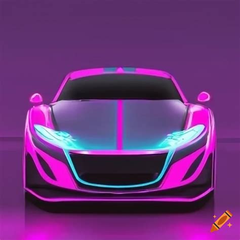 Monochrome Sports Car With Neon Pink Racing Stripes On Craiyon