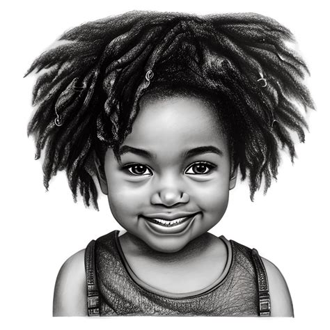 African American Little Girl Curly Hair · Creative Fabrica
