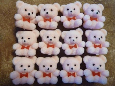 12 Miniature Flocked Plastic Bear Figure Craft Supply Lot Etsy