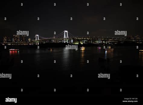 Rainbow Bridge At Night In Odaiba Tokyo Stock Photo Alamy