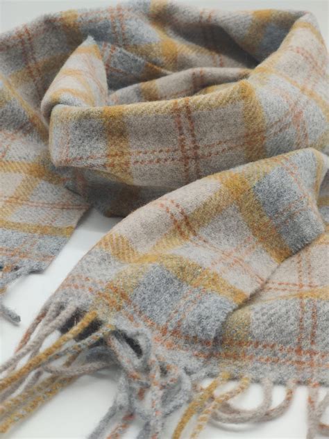 Irish Soft Lambswool Scarf 100 Pure New Wool Greybeigeyellow