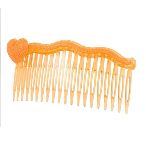 Rosallini Orange Plastic Heart Adorning 20 Teeth Comb Hair Clip For