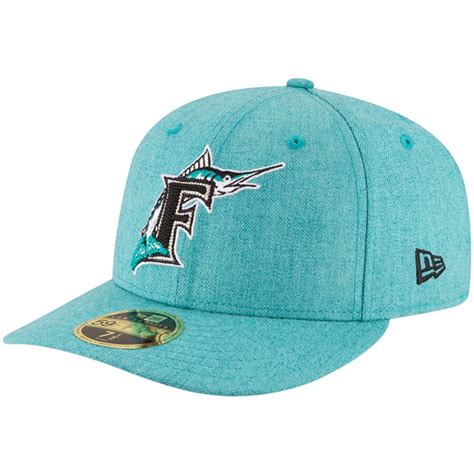 Mens Florida Marlins New Era Teal Cooperstown Collection Heather Crisp Low Profile 59fifty