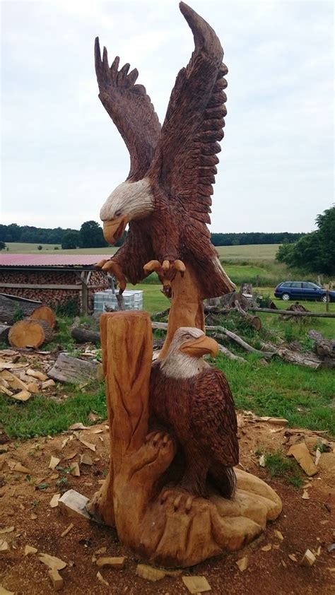 Chainsaw carving by Fred Heidenreich Kettensägenkunst Adler | Chainsaw wood carving, Chainsaw ...