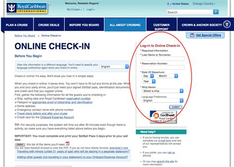 Select seat and create boarding pass Online Check-In with Royal Caribbean « SNFC Incentive Trips