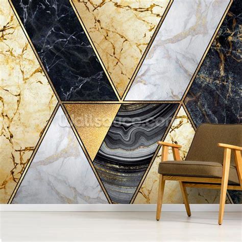 Gold And Marble Swirls Wallpaper Wallsauce Us Grey Marble Wallpaper
