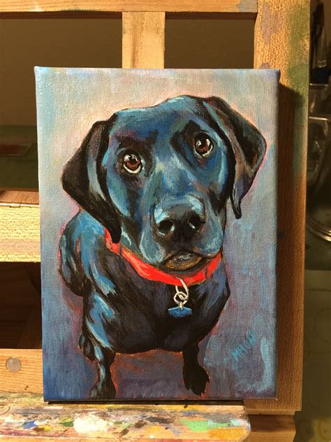 16 ¼ x 11⅝ in (41.2 x 29.6 cm). Black lab painting 5x7" on canvas by markpaintspets.com ...