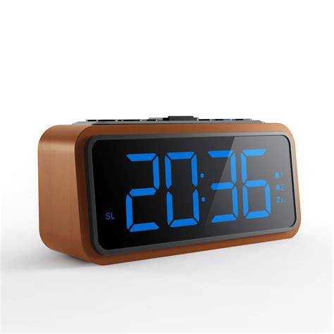 Wooden Alarm Clock Wood Digital Alarm Clock Large Led Display With Fm Radio