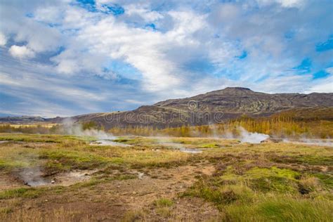 Hot Springs In Geysir Iceland Stock Image Image Of Contrasts Snow
