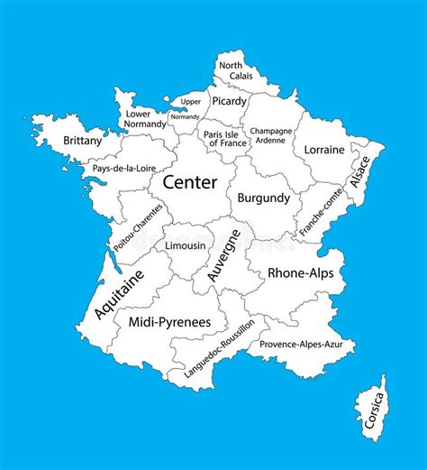Mapa En Blanco Editable Del Vector De Francia El Mapa Del Vector De