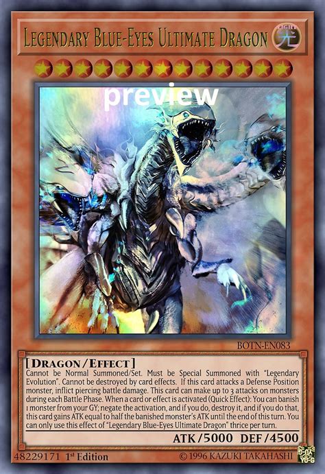 Legendary Blue Eyes Ultimate Dragon Orica Custom Card Obelisk Etsy