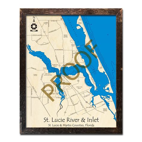 Saint Lucie River And Inlet Fl Nautical Wood Maps