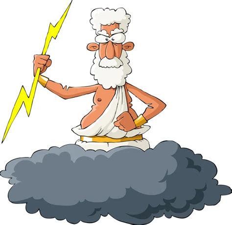 Cartoon Zeus Holding Thunderbolt Stock Vector Image By ©tigatelu 72457769
