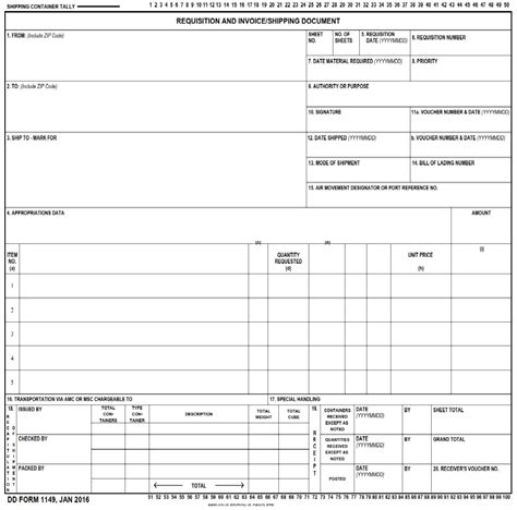 Dd Form 1149 Requisition And Invoiceshipping Document Dd Forms