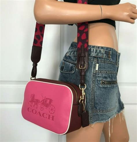Jes crossbody (coach f39856) satchel leather handbag. Coach F72704 Jes Crossbody Pink Ruby Colorblock Leather ...