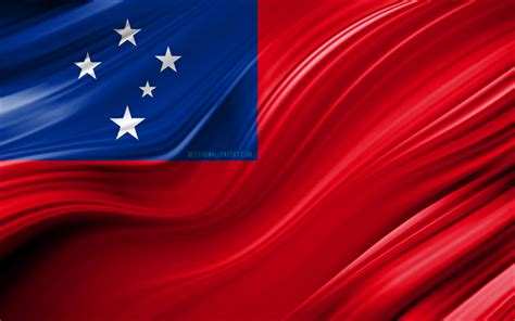 Download Wallpapers 4k Samoa Flag Oceanian Countries 3d Waves Flag