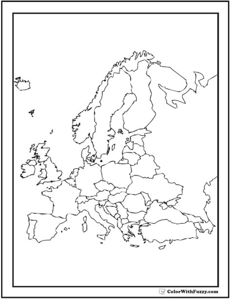 Printable Europe Map Coloring Page