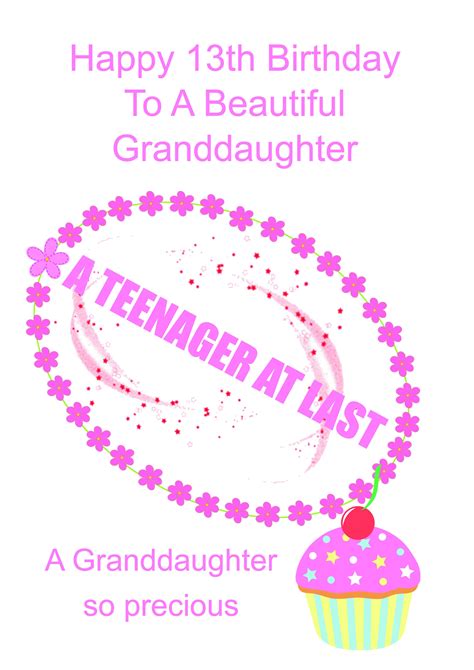 Granddaughter 13 Birthday Card Etsy