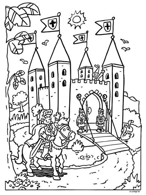 Kleurplaat ridderkasteel Ridders, Middeleeuwse ridder, Sprookjes