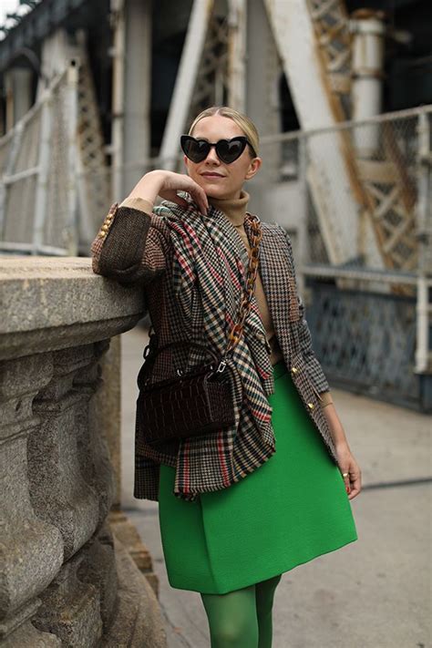 Green and Brown Combination for Fall | Herringbone Blazer ...