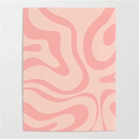 Soft Blush Pink Liquid Swirl Modern Abstract Pattern Poster Pink