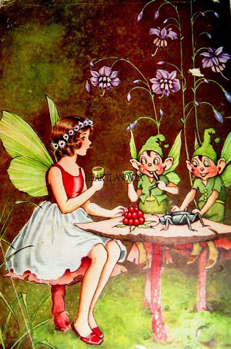 Antique Vintage Fairy And Elves With Refreshments Ida Rentoul Outhwaite