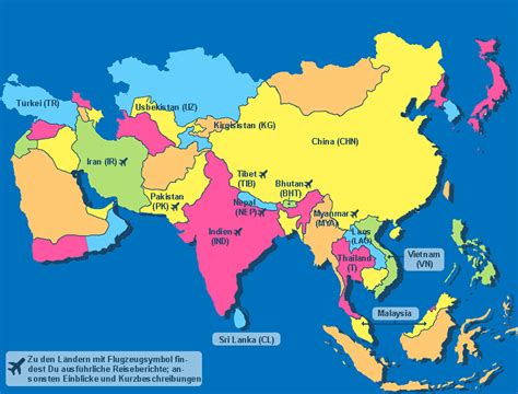Interaktive Asien Reise Karte