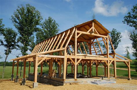 Timber Frame Barn - Bare Timber Frame - Timber Frame Construction - Homestead Timber Frames 