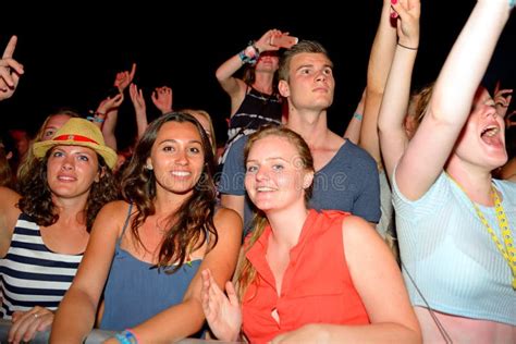 Women Watch A Concert In The Crowd At Fib Festival Editorial