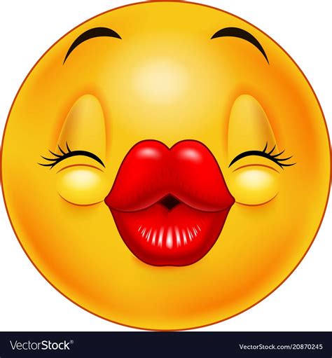 Cute Kissing Emoticon Vector Image On Vectorstock Funny Emoji Emoji Images Kiss Emoji