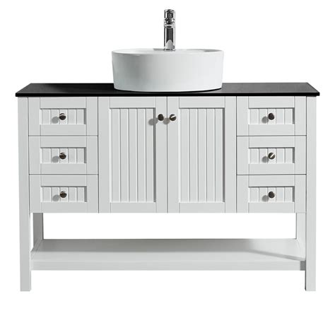 Vinnova Modena 48 Inch Vanity In White With Glass Countertop With White