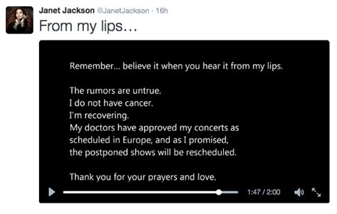 Janet Jackson Denies Battling Throat Cancer