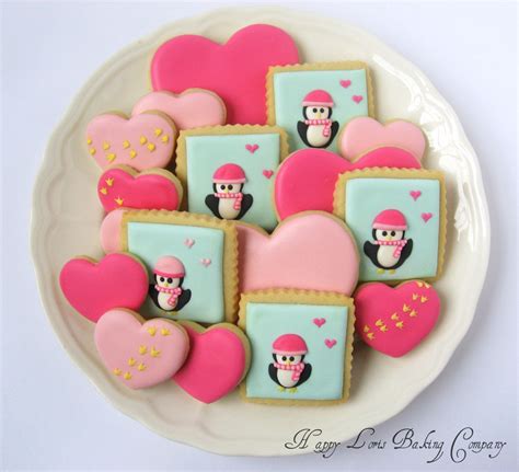 How to decorate these cookies. Valentine's Day Penguins and Hearts Sugar Cookies ...