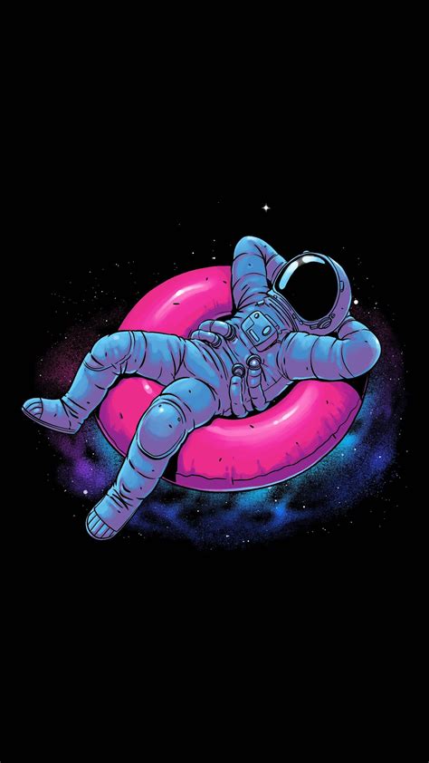 Funny Astronaut Traveling In Space Phone Wallpaper