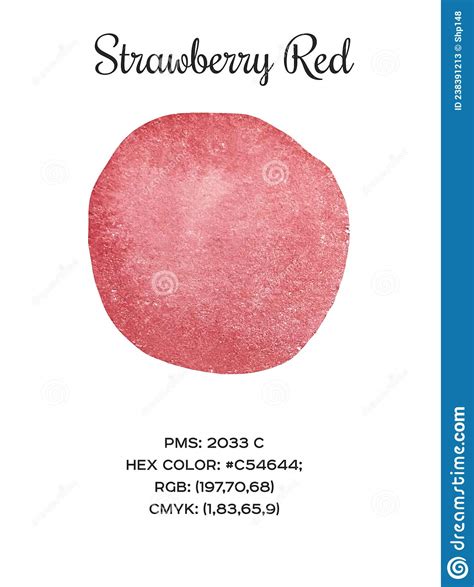 Watercolor Red Tone Color Shade Cards With Code And Name Stock Image