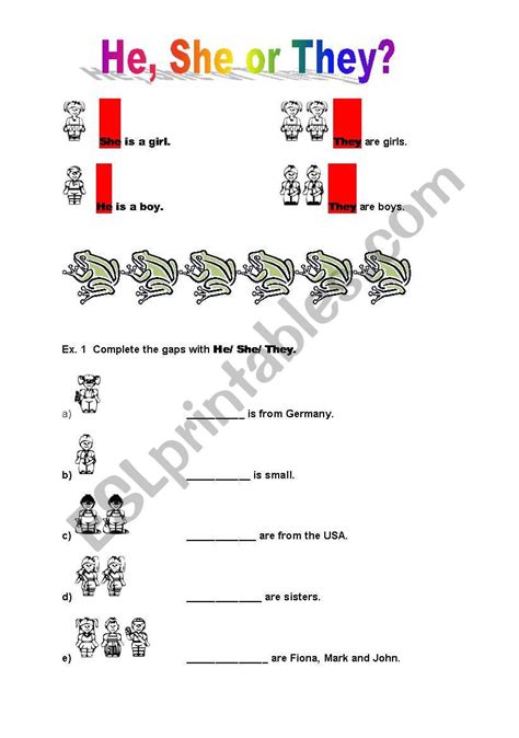 He She Or They Esl Worksheet By Agnieszkac