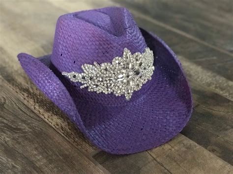 Purple Cowboy Hat Rhinestone Appliqué Bling Hats Swarsovski Etsy