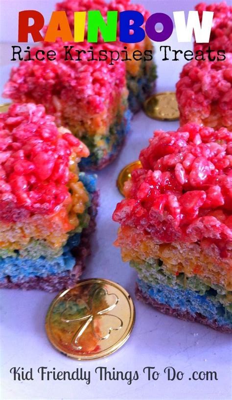 No Bake St Patricks Day Dessert Rainbow Rice Krispies Treats
