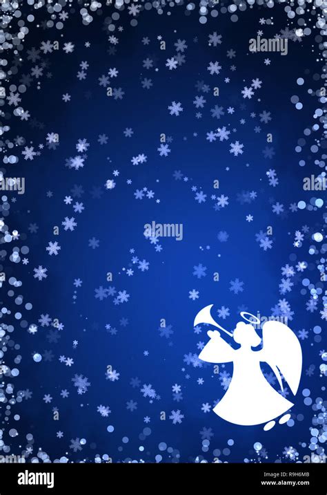 Christmas Blue Background With Snowflakes And Angel Stock Photo Alamy