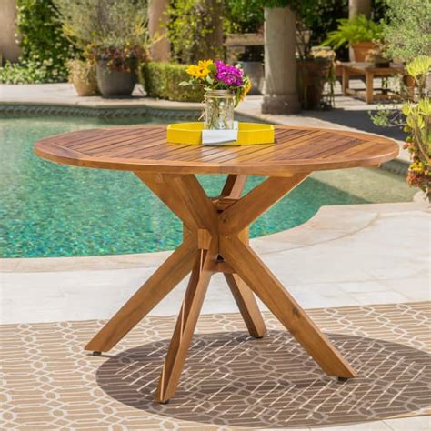Stamford Outdoor Round Acacia Dining Table By Christopher Knight Home