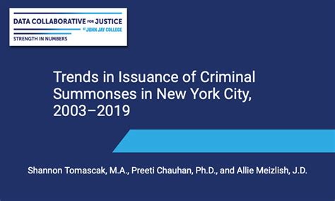 New Report On Criminal Summonses In New York City John Jay College Of Criminal Justice