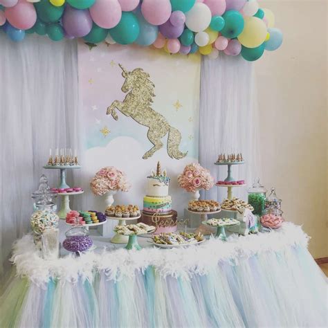 Flower number, shabby chic birthday decor, first birthday party decor, 1st birthday decorations, table decorations, birthday photos. Unicorn Birthday Party Ideas | Photo 1 of 7 | Unicorn ...