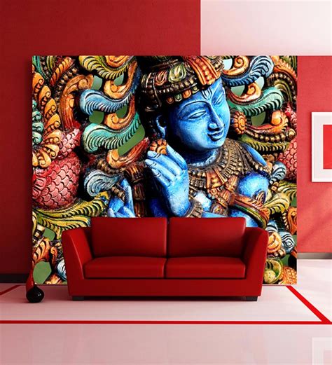 Buy Blue Non Woven Paper Trance Of Krishna Wallpaper By Wallskin Online