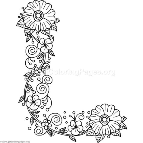 Floral Alphabet Coloring Pages Adult Coloring Pages