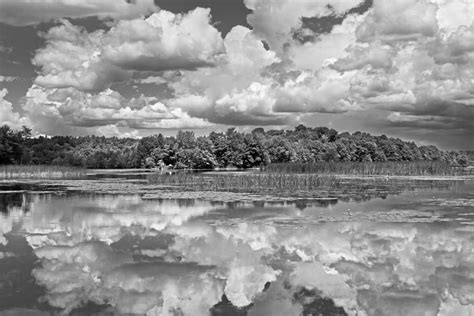 Black And White Storm Clouds Cobbossee Lake Maine Fine Art
